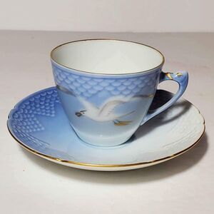 B&G Denmark Small Cup and Saucer Blue Seagull Vintage